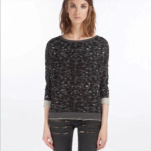 Maje Daleo Cotton Leopard Print Pullover Sweatshirt Size S 7875